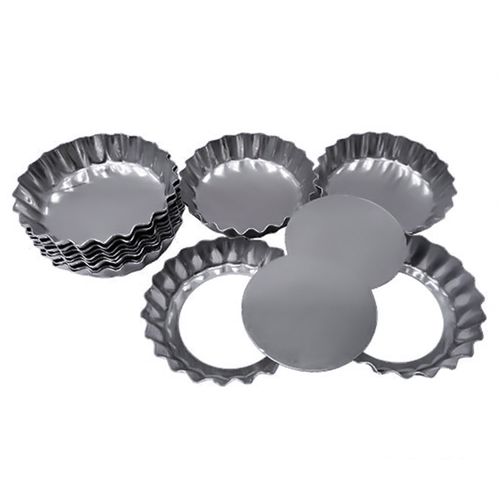 Forminha para Torta de Maçã com Fundo Falso em Alumínio 5,5 cm com 12 Peças Doupan
