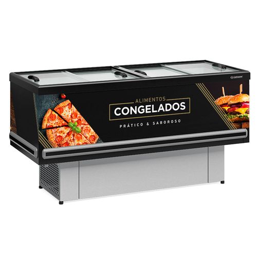 Ilha Expositor de Congelados Dupla Ação Preto GESV-190R PR Gelopar 220v
