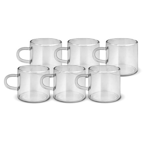 Conjunto de 6 Xícaras em Vidro Borossilicato Uny Home 120 ml