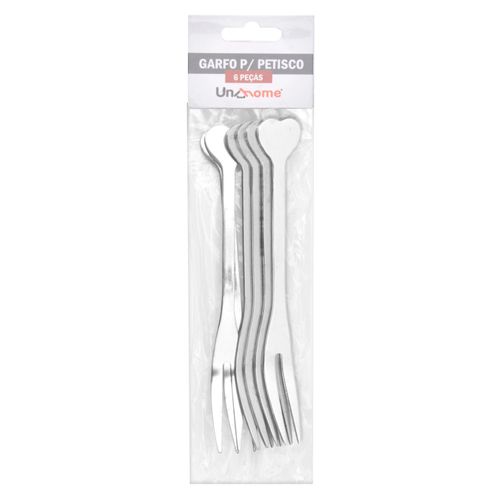 Conjunto de Garfo para Petisco Uny Home em Aço Inox com 6 Peças