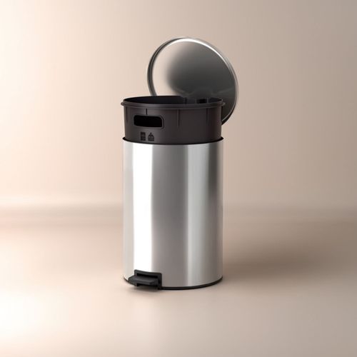 Lixeira Loop Tramontina em Aço Inox com Pedal e Balde 20 Litros