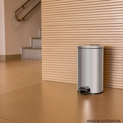 Lixeira Loop Tramontina em Aço Inox com Pedal e Balde 12 Litros