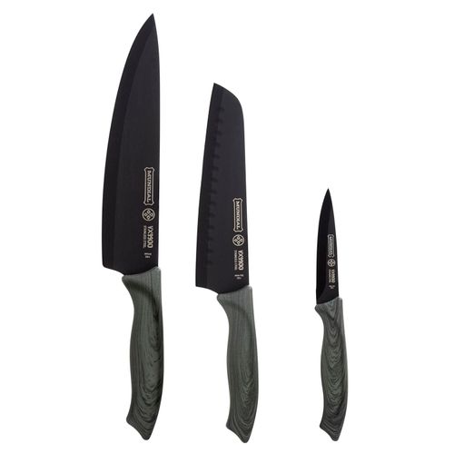 Conjunto de Facas Mundial em Aço Inox Preta com 3 Peças