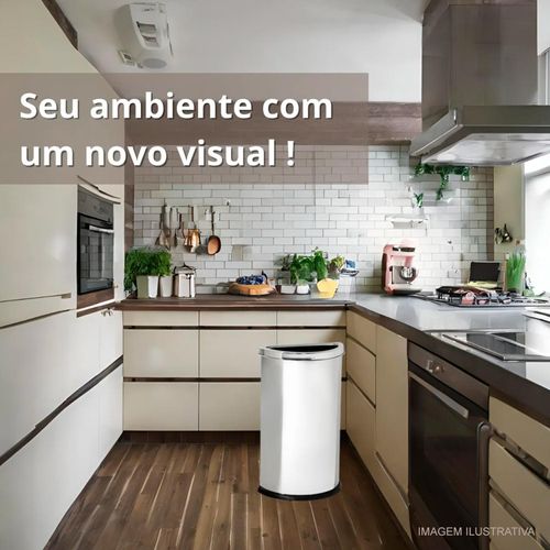 Lixeira Decorline Brinox em Aço Inox com Tampa Aro D 45 Litros
