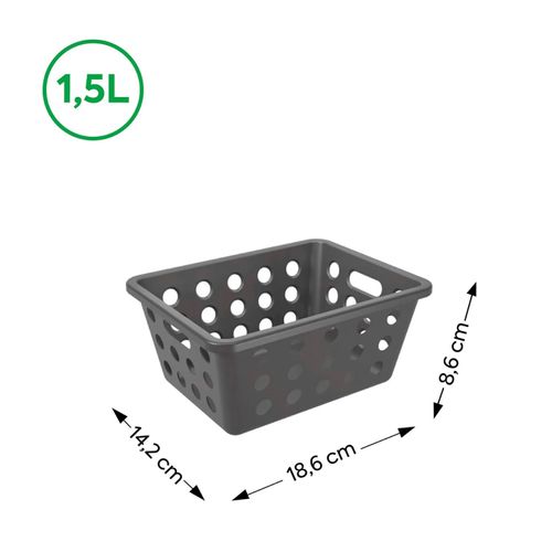 Cesta Organizadora Coza One Pequena 1,5 Litros Cinza Chumbo
