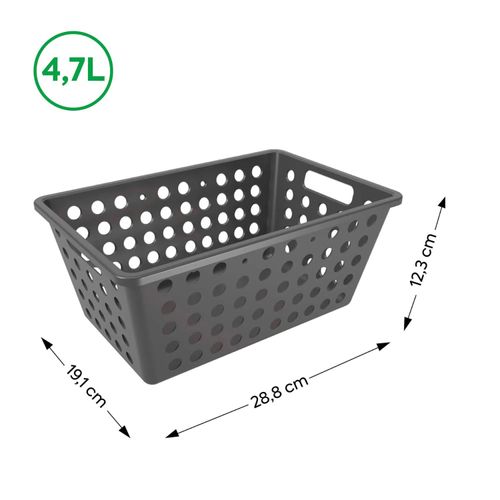 Cesta Grande Cozy Cinza Chumbo Coza 28,8x19,1x12,3 cm