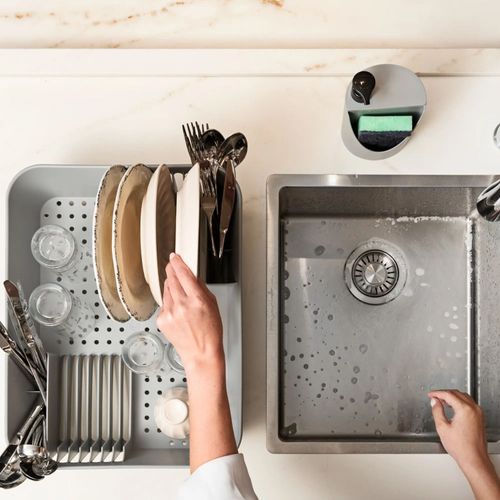 Escorredor de Louças 14 Pratos Coza Basic Cinza Chumbo