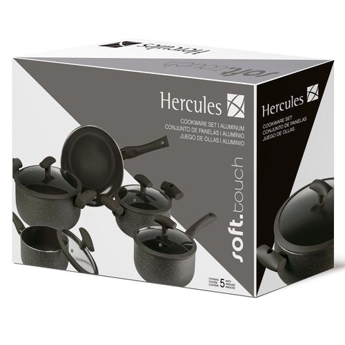 Conjunto de Panelas Soft Touch Hércules Marrom com 5 Peças