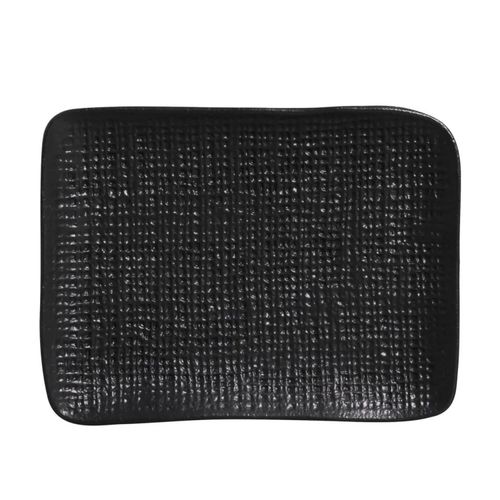 Travessa Retangular Juta Matte Preto Porto Brasil 18x14 cm