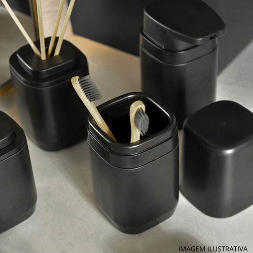 Porta Escova Aura Preto com Tampa OU