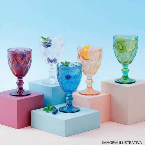 Taça de Água de Vidro Diamond Ambar Lyor Metalizado 350 ml