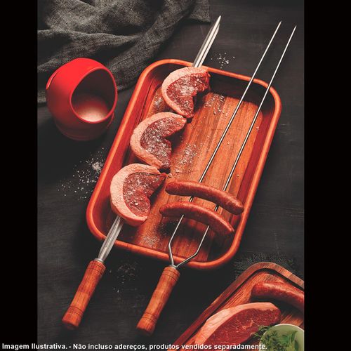 Espeto Duplo para Churrasco Tramontina em Aço Inox 85 cm