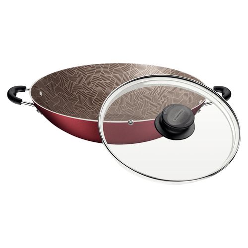 Panela Wok Paris Tramontina 4,4 Litros em Alumínio 32 cm Antiaderente Vermelha
