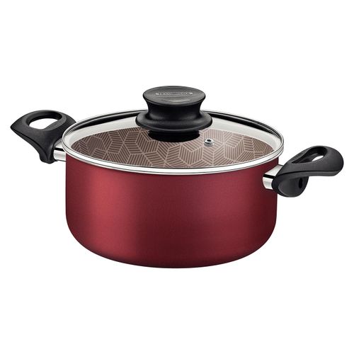 Caçarola Paris Tramontina 8 Litros em Alumínio 28 cm com Tampa de Vidro Vermelha
