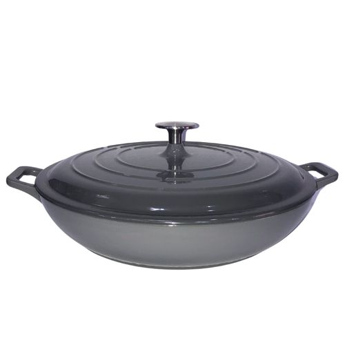 Caçarola Baixa Sauté Haus 31 cm 3,5 Litros em Ferro Fundido Esmaltado Cinza