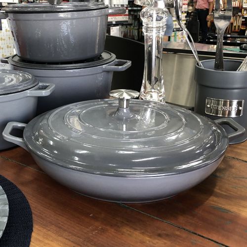Caçarola Baixa Sauté Haus 31 cm 3,5 Litros em Ferro Fundido Esmaltado Cinza