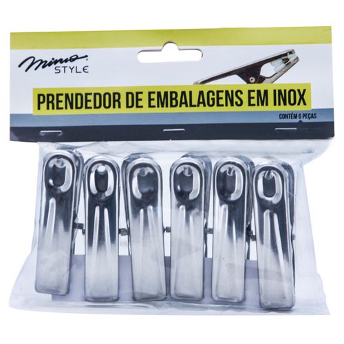 Prendedor de Embalagens Mimo Style em Aço Inox com 6 unidades