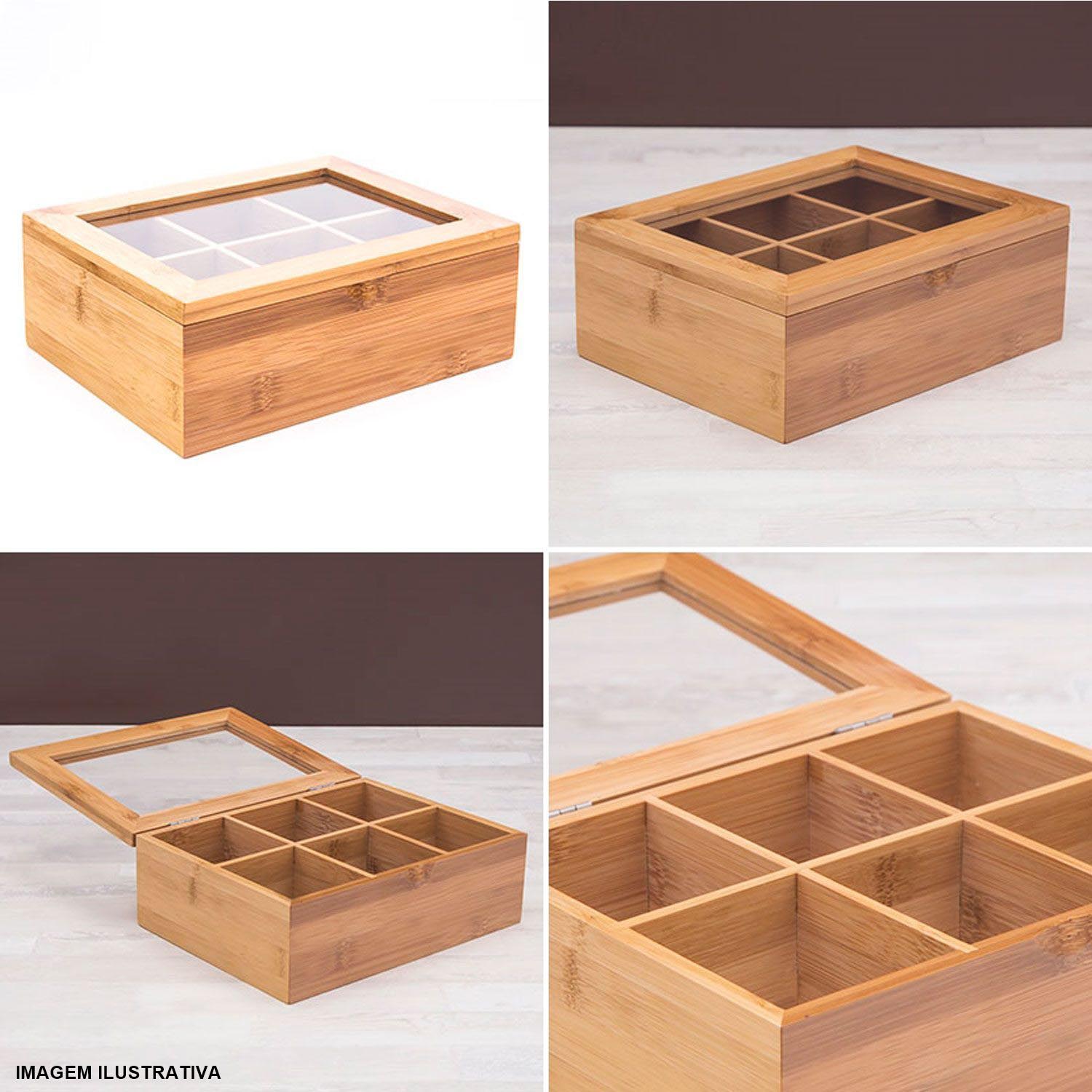 Caixa Porta Chá de Bambu Ecokitchen Mimo Style com Visor 6