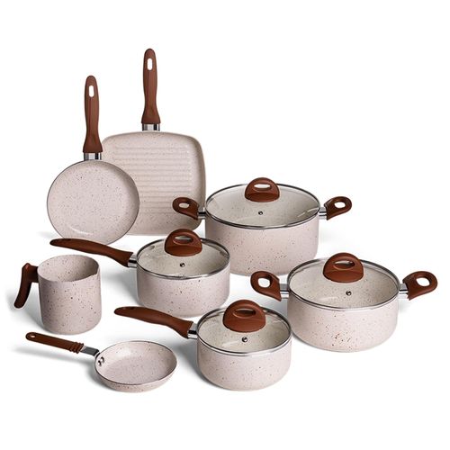 Conjunto de Panelas Ceramic Life Smart Plus Brinox com 8 Peças Vanilla