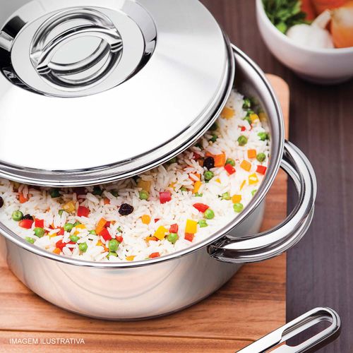 Caçarola Funda Solar Tramontina 5,7 Litros em Aço Inox 24 cm