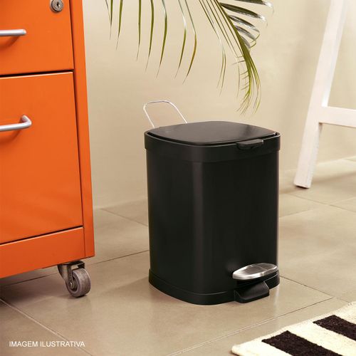 Lixeira Frame Brinox com Pedal 6 Litros em Aço Carbono Preto
