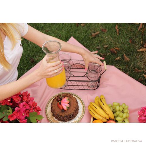 Conjunto de Jarra Leblon Hauskraft 1 Litro e 4 Copos 300 ml com Suporte