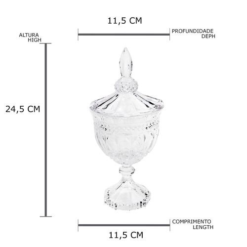 Bomboniere de Cristal Brandon com Pé 24,5x11,5 cm Lyor