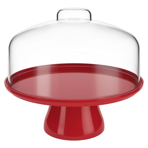 Boleira Cake Coza 25 cm Vermelha com Cúpula