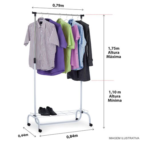 Arara para Roupa Luxo com Sapateira em Aço Secalux