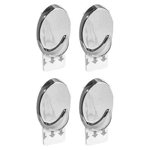 Gancho Oval Cromado com Adesivo P 4 Peças Ordene