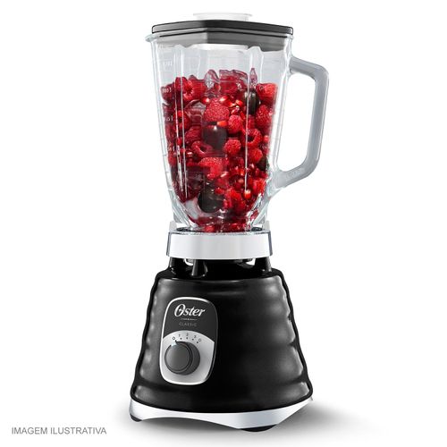 Liquidificador Osterizer Clássico Preto Oster 1,25 Litros Jarra de Vidro 127v