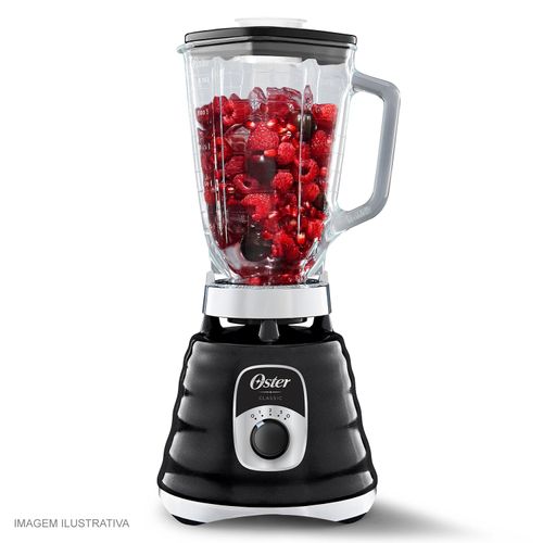 Liquidificador Osterizer Clássico Preto Oster 1,25 Litros Jarra de Vidro 220v