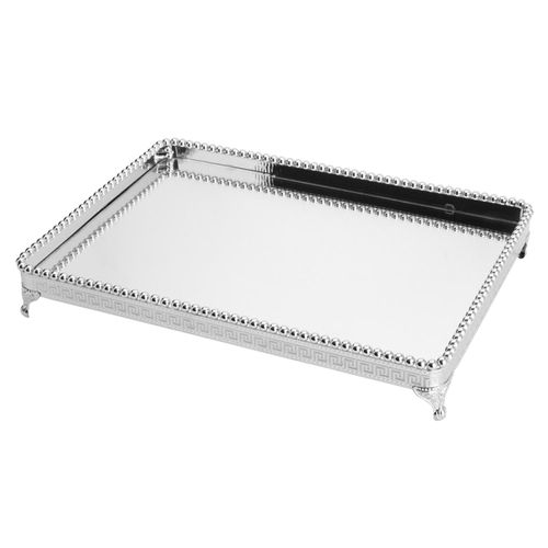 Bandeja Zamac Prateada Lyor 46x32,5x6,5 cm