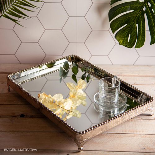 Bandeja Zamac Prateada Lyor 46x32,5x6,5 cm