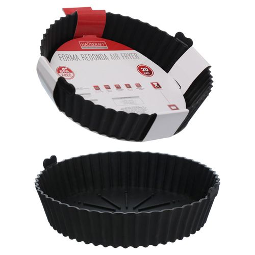 Forma para Airfryer Hauskraft 20 cm Redondo em Silicone Preta