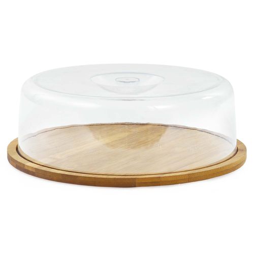 Porta Bolo Ecokitchen Mimo Style em Bambu com Tampa Acrílico 27,5x9 cm
