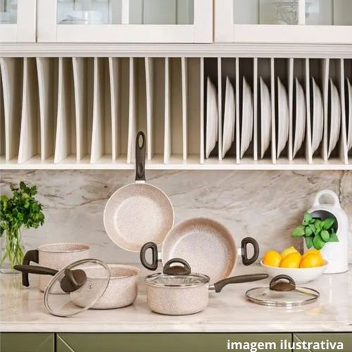 Conjunto de Panelas Ceramic Life Suprema Vanilla Brinox com 5 Peças