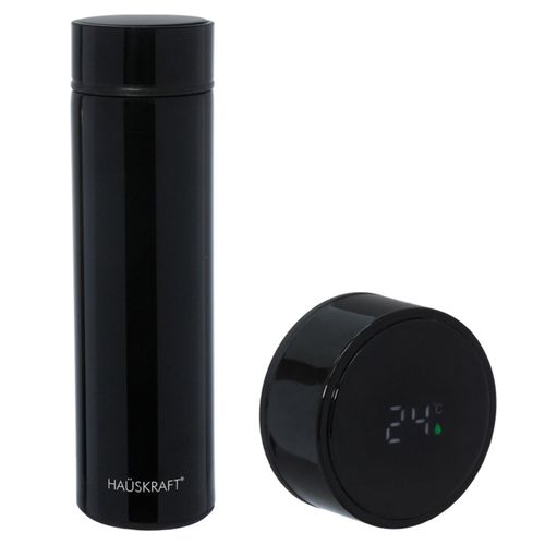 Garrafa Térmica Hauskraft 500 ml com Termômetro Digital Preta