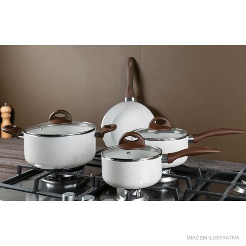 Conjunto de Panelas Ceramic Life Smart Plus Brinox com 5 Peças Vanilla