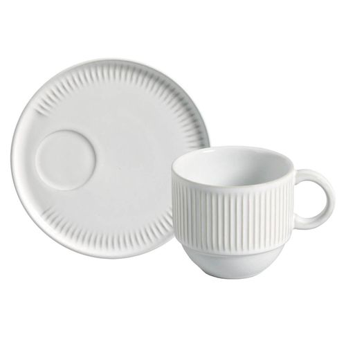 Xícara de Chá Linhas New White Porto Brasil 230 ml com Pires
