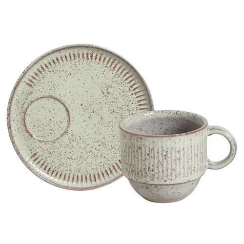 Xicara de Café com Pires Linhas Pistache Porto Brasil 230 ml
