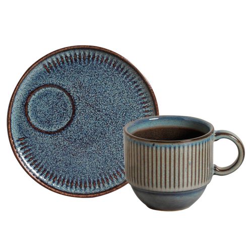 Xicara de Café com Pires Linhas Titanium Porto Brasil 230 ml