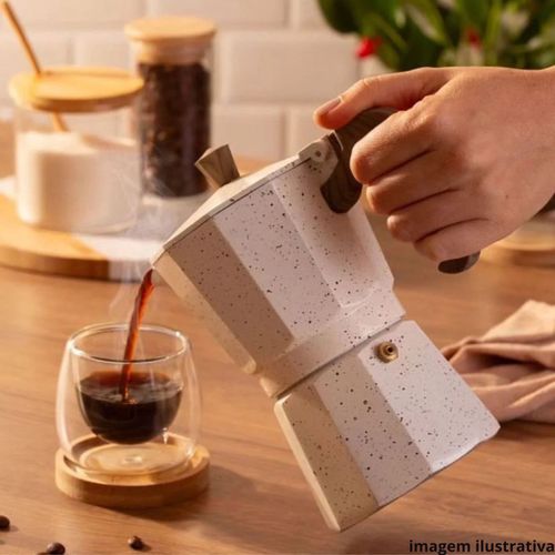 Cafeteira Italiana Mimo Style em Alumínio 6 Xícaras Mármol
