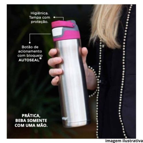 Garrafa Térmica Autospout Ashland Chill Contigo Rosa 710 ml em Aço Inox