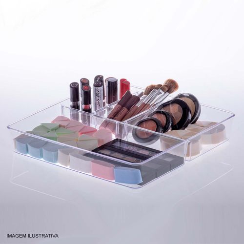 Organizador Cristal Diamond com Divisórias 31x31x5 cm Paramount
