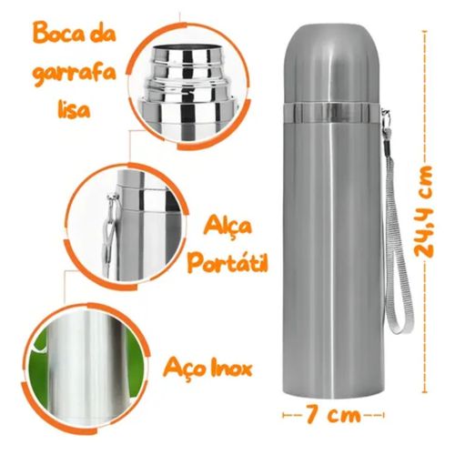 Garrafa Térmica com Alça em Aço Inox 500 ml Uny Home