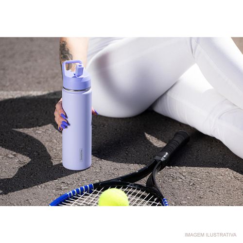 Garrafa Térmica Tramontina 650 ml Lilas com Canudo