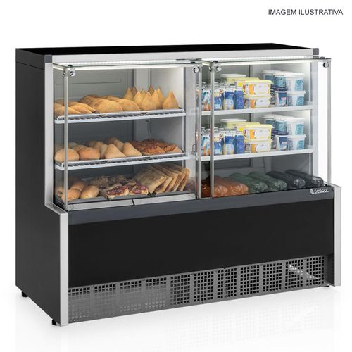 Vitrine Quente e Fria Confeitaria Aurora GQEA-140R PF Gelopar com Evaporador 220v