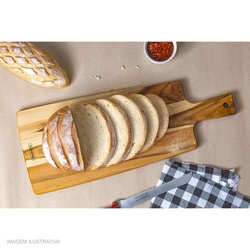 Tábua Retangular para Pão Kitchen Tramontina 48x19 cm com Cabo