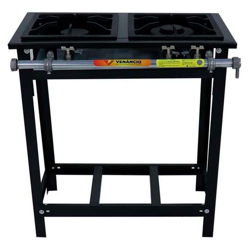 Fogão Industrial E2D1P Venâncio 2 Bocas 1 Queimador Duplo 30x30 Linha Extra Baixa Pressão